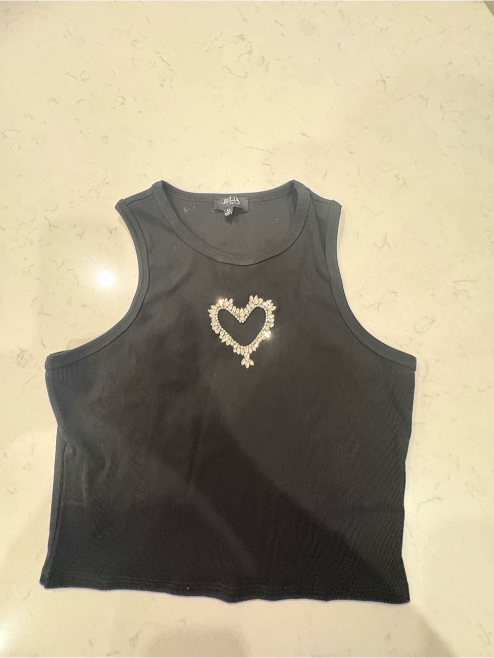 & Other Stories Black Tank Top with Beaded Heart